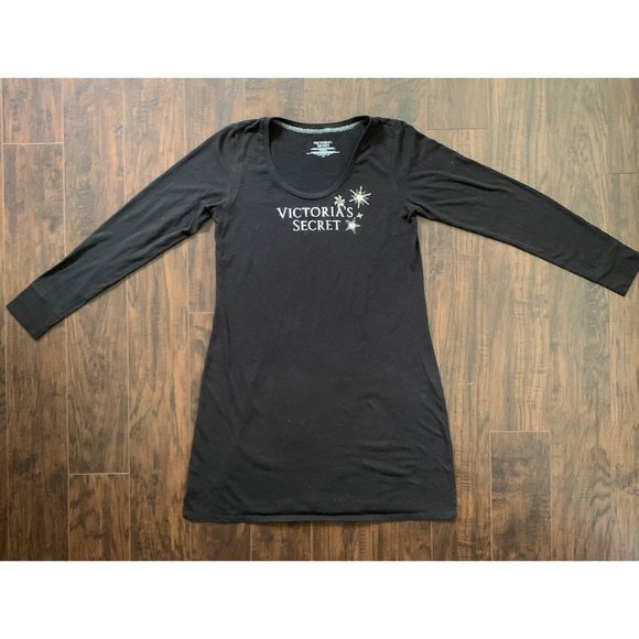Victoria's Secret Other - Victoria Secret The Angel Tee Bling Sleepshirt Large Black Silver Rhinestones